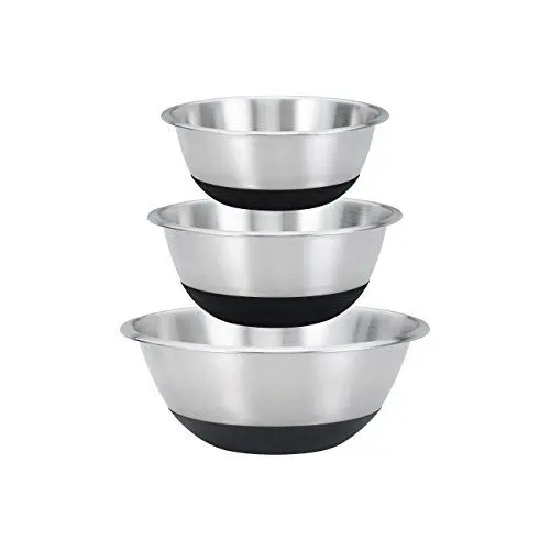 Produktbild: King Schüsselset Steel 3-teilig aus 3 Schüsseln mit Anti-Rutsch-Boden Silber/schwarz Ø ca. 16, 18, 22 cm
