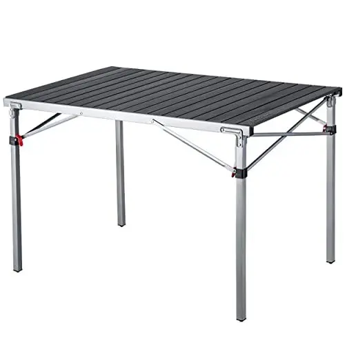 Produktbild: KingCamp Campingtisch klappbar Klapptisch mit Aluminiumrahmen Aufrollbare Tischplatte(107x70 cm) für 4-6 Personen Campingtisch faltbar mit Tragetasche belastbar bis 80 kg,Silber,L