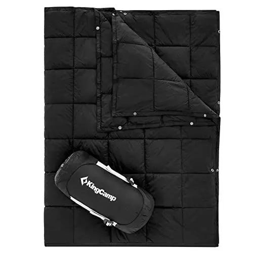 Produktbild: KingCamp Campingdecke, Thermodecke, Ultraleicht, multifunktional, warm, für Reisen, Outdoor, mit Druckknöpfen, leichte Schlafdecke für Wandern, Picknick, Zuhause, Auto, 152 x 203 cm