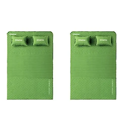 Produktbild: KingCamp Doppel Isomatte Selbstaufblasbare Campingmatratze mit 2 Selbstaufblasenden Kissen für Camping Outdoor, Super Komfort für 2 Personen, 198 × 130 × 4 cm, Green_set, KM3528