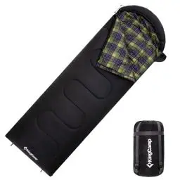 Produktbild: KingCamp Schlafsack, vielseitig einsetzbar, entfaltbar Schlafsack Outdoor mit Baumwoll-Touch-Print-Innenfutter, tragbar und wasserabweisend,für Outdoor Camping, (Quadrat/Schwarz L Zip, 220×75cm)