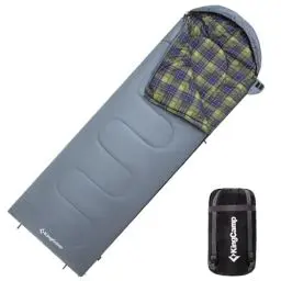 Produktbild: KingCamp Schlafsack, vielseitig einsetzbar, komplett entfaltbar Schlafsack outdoor mit Baumwoll-Touch-Print-Innenfutter, leicht tragbar und wasserabweisend, für Outdoor Camping, (Grau L Zip, 220×75cm)