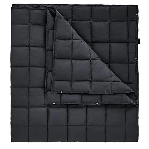 Produktbild: KingCamp Ultraleicht Reisedecke, Warme Outdoor Decke, Winddichte Camping Decke, Wasserabweisend Kompakt kleines packmaß für unterwegs Picknick Reisen zu Hause 200× 144 cm Schwarz