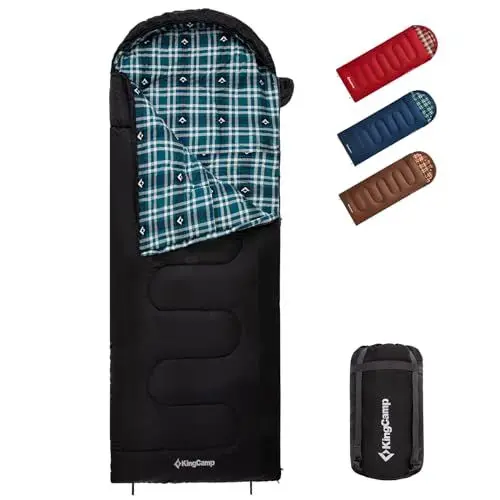 Produktbild: KingCamp Unisex-Adult Schlafsack Winter, Everyday 4 Jahreszeiten Schwarz-L-Zip, Komfort: 7°C Limit: 2°C Extrem: -13°C