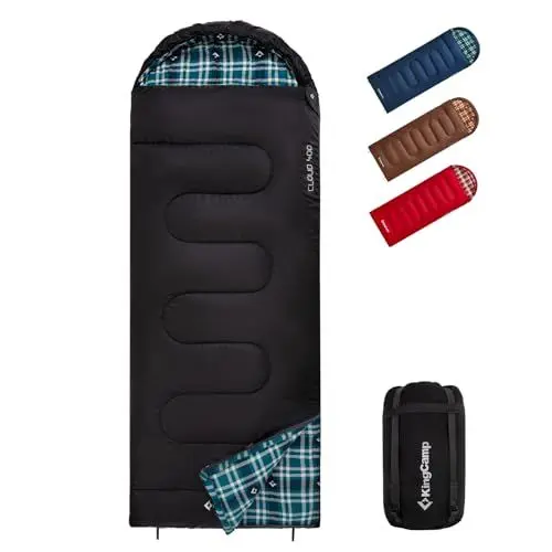 Produktbild: KingCamp Unisex-Adult Schlafsack Winter, Dickere Pro Schwarz-L-Zip, Komfort: 4°C Limit: 0°C Extrem: -15°C