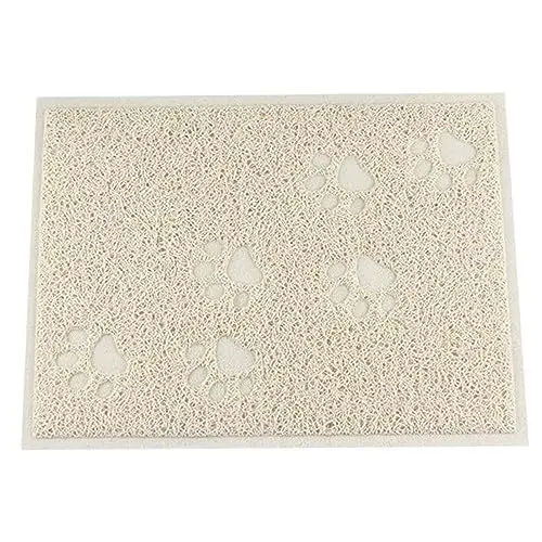 Produktbild: KINGCOO Katze Wurfkiste katzenstreu Matte, wasserdichte Katzentoilette Wurf Matte Fänger Trapper Tisch Lebensmittel Matte für Hund Katze,PVC 30 x 40 cm (Beige)