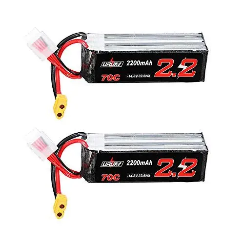 Produktbild: KINGDUO 2 stücke 14,8 V 2200 mAh 70C 4S Lipo Batterie XT60 Stecker für Eachine Fury Wing Flugzeug Feilun FT011