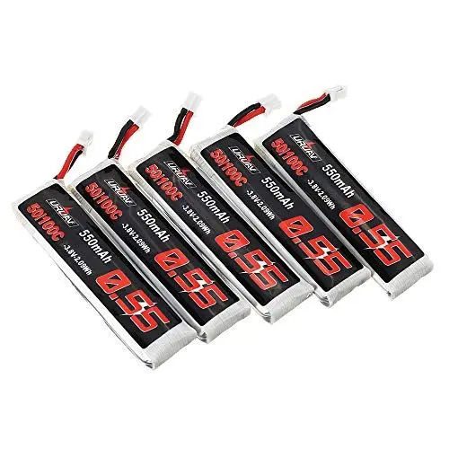 Produktbild: KINGDUO 5 Stück 3,8 V 550 mAh 50/100 C 1S HV 4,35 V PH2.0 Lipo Batterie für Emax Tinyhawk Kingkong/LDARC Tiny Tinyhawk S Eachine Mülleimer
