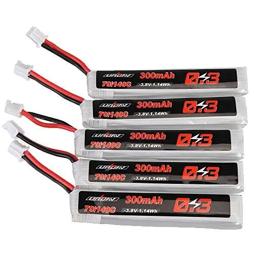 Produktbild: KINGDUO 5 Stücke 3.8 V 300 Mah 70 C / 140 C 1S Lipo Batterie Ph2.0 Stecker Für Eachine Mülleimer Snapper6 7 Mobula7