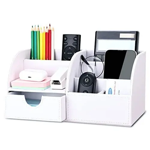 Produktbild: KINGFOM Büro Schreibtisch Organizer Ordnungssystem Tisch Organizer PU Leder Stiftehalter Stiftebox Stifteköcher Multifunktionale Bürobedarf
