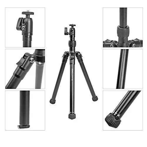 Produktbild: Kingjoy P56 Mini Aluminium Fotostativtativ inkl. Kugelkopf - Selfie Stick Funktion/praktisches Stativ für Jede Reise - letzte Chance