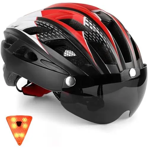 Produktbild: KINGLEAD Fahrradhelm Herren Fahrradhelm Damen Fahrradhelm mit Licht MTB Fahrradhelm mit Magnetischem Visier,Helm Fahrrad Verstellbarer Leichter Rennrad Helm