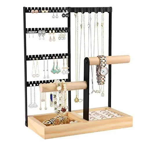 Produktbild: Kingling Schmuckständer, Schmuckhalter Schmuck-Organisator Schmuckständer Ständer zur Aufbewahrung von Halsketten, Ohrringen, Armbändern, Ringen (Schwarz)