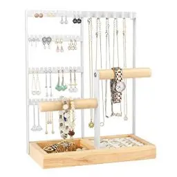 Produktbild: Kingling Schmuckständer, Schmuckhalter Schmuck-Organisator Schmuckständer Ständer zur Aufbewahrung von Halsketten, Ohrringen, Armbändern, Ringen (Weiß)