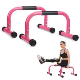 Produktbild: KingMile Parallettes, Handstand Barrenm, Großer Push Up Bar & & Dip Barren, Rutschfeste Liegestützgriffe, Calisthenics Equipment für Indoor & Outdoor, Geeignet für Heim-Fitness & Liegestütze (Rosa)