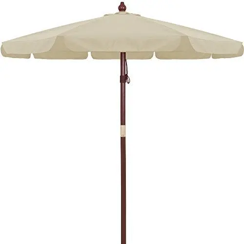 Produktbild: Kingsleeve® Holz Sonnenschirm 330 cm UV Schutz 80+ Schutzhülle Seilzug Groß Rund Stabil Windfest Marktschirm Gartenschirm Terrasse Balkon Beige