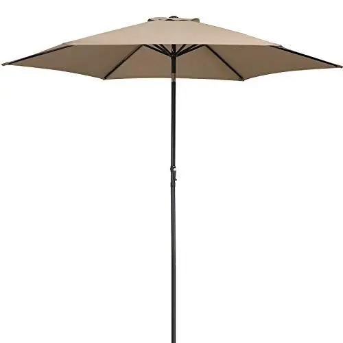 Produktbild: Kingsleeve® Sonnenschirm 300 cm UV Schutz 80+ Abdeckung Kurbel Knickbar Alu Rund Balkon Terrasse Garten Balkonschirm Kurbelschirm Marktschirm Taupe
