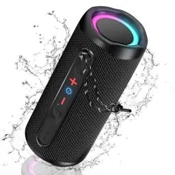 Produktbild: KingSom Bluetooth Lautsprecher mit Licht, Musikbox Tragbarer Bluetooth 5.3 Box mit Verstärkter Bass,Wasserdicht Musikbox Bluetooth mit 24h Akku,Tragbarer Bluetooth Lautsprecher für Draußen, Reisen