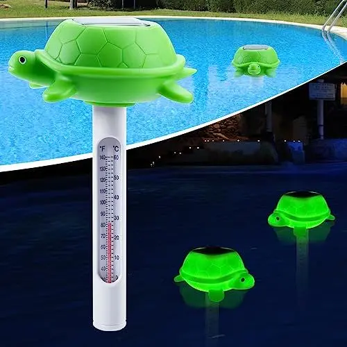 Produktbild: KingSom Poolthermometer Schwimmend,Pool Thermometer Wassertemperatur Thermometer mit Schildkröte Licht,Solar Floating Thermometer für Pool Leicht Ablesbar bei Nacht,Whirlpool Thermometer für Teich