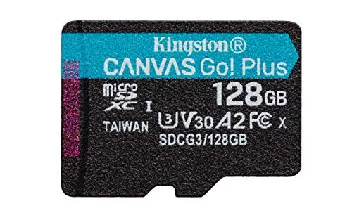 Produktbild: Kingston Canvas Go! Plus microSD Speicherkarte Klasse 10, UHS-I 128GB microSDXC 170R A2 U3 V30 Einzelpack ohne Adapter