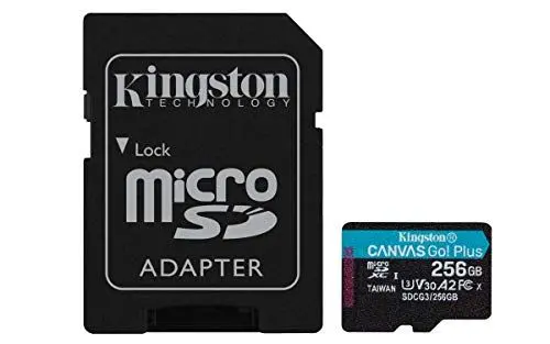 Produktbild: Kingston Canvas Go! Plus microSD Speicherkarte Klasse 10, UHS-I 256GB microSDXC 170R A2 U3 V30 Speicherkarte + Adapter