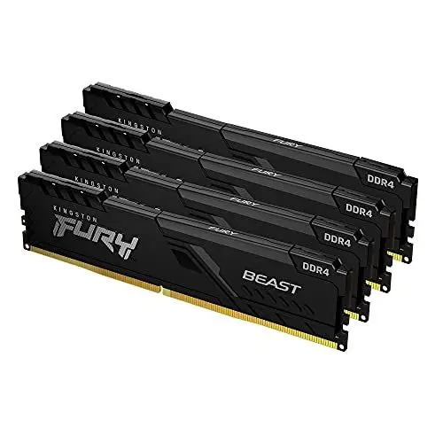 Produktbild: Kingston FURY Beast 128GB (4x32GB) 3200MHz DDR4 CL16 Desktop Speicher Kit mit 4 KF432C16BBK4/128