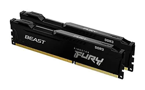Produktbild: Kingston FURY Beast Schwarz 8GB (2x4GB) 1866MHz DDR3 CL10 Desktop Speicher Kit mit 2 KF318C10BBK2/8