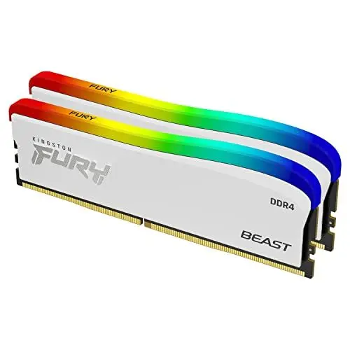 Produktbild: Kingston FURY Beast weiß RGB Special Edition Speicher 32GB 3600MT/s DDR4 CL18 DIMM Desktop Arbeitsspeicher (Kit mit 2) - KF436C18BWAK2/32