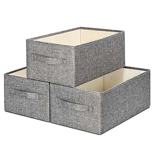 Produktbild: KINGSUSLAY Aufbewahrungskörbe | Stoff-Aufbewahrungskorb für Regale zur Organisation von Schrankregal, Kinderzimmer, Spielzeug | dekorative große Leinen-Schrank-Organizer-Box mit Griffen