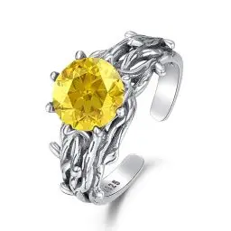 Produktbild: KINGWHYTE Baum des Lebens Ring 925 Sterling Silber Einstellbare Kristall Ring für Frauen Open Citrin Ring Baum des Lebens Schmuck Geschenk für Frauen Freundin Damen