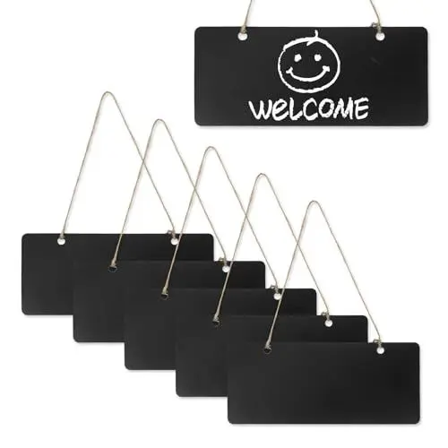 Produktbild: KINHARD Kreidetafeln Beidseitig Klein, 6 Stück 18 x 8 cm Tafel Kreidetafel zum Aufhängen, Kreideschild Klein, Kreidetafel Türschild Können für Erinnerungsschilder, Heimdekoration