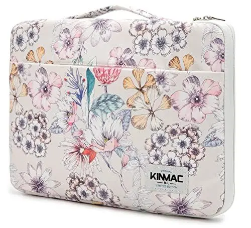 Produktbild: Kinmac Laptop-Schutzhülle, 360°-Schutz, wasserabweisend, mit Griff, Blumenmuster, 38,1 cm - 39,6 cm (15 - 15,6 Zoll)