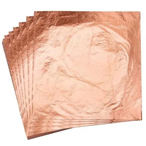 Produktbild: KINNO 100 Blattgold Imitations Rosa Gold Blattkupfer zum Basteln Schlagmetall Kunstprojekt, Möbel Dekoration 14 x14 cm