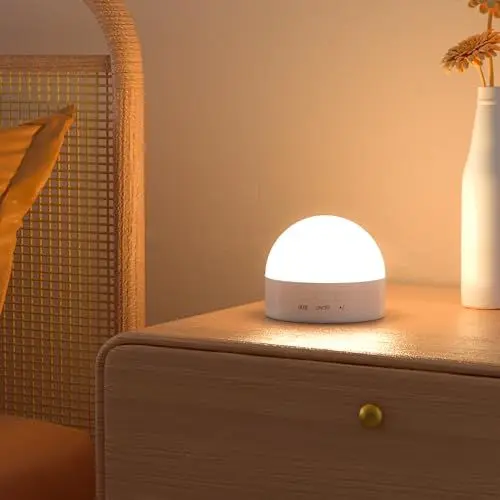Produktbild: Kintion Nachtlicht Kinder, LED USB Nachtlicht Akku, 8 Modi mit RGB Lichtern Dimmbares Nachttischlampe, Rotes Licht Baby für Schlafzimmer, Weiß 1 Stück