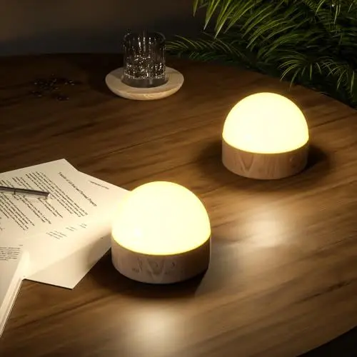 Produktbild: Kintion Nachttischlampe Kinder, 8 Modi mit RGB Lichtern Nachtlicht Baby, 1800mAh Wiederaufladbares Stilllicht Dimmbar, Rotes Nachtlicht mit 25–160 Stunden Laufzeit, 2er-Pack