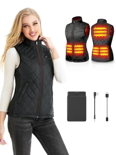 Produktbild: Kintiwe Beheizbare Weste, Beheizte Weste Damen Heizweste mit 12000mAh Powerbank, Beheizbare Jacke Heizjacke Wärmeweste mit 5 Heizzonen