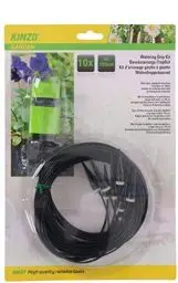 Produktbild: Kinzo Bewässerungssystem mit 10 Wassertröpfchen - Selbstbewässerung Pflanzen - Bewässerungssystem 155 cm - Reduziert übermäßige Gartenpflege - Kunststoff - Schwarz