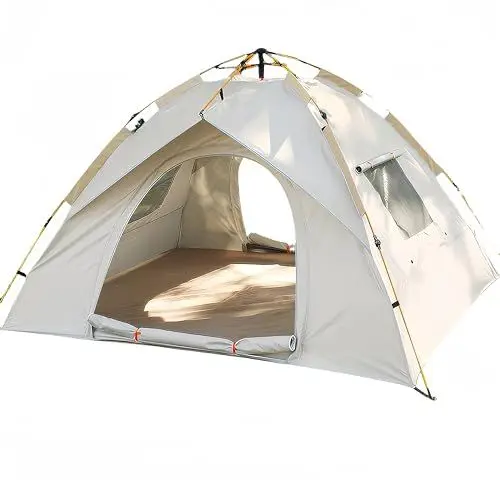 Produktbild: KinZon Pop-Up-Campingzelt für 2–4 Personen, wasserdicht 3000 mm, einfach aufzubauen, Anti-Mücken-Fenster, leicht zu tragen, Wandern, Picknick, Camping