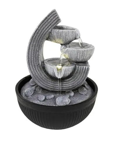 Produktbild: Kiom Zimmerbrunnen Tischbrunnen FoBacinelle antik grau Led 27 cm 11115