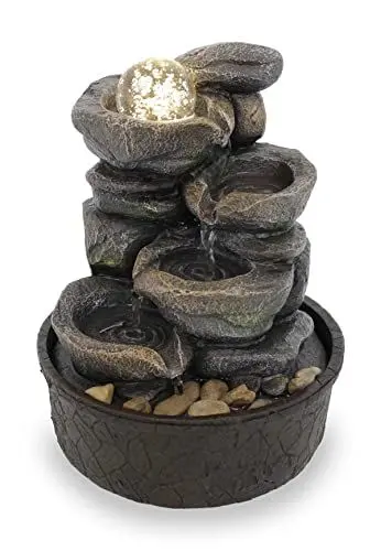 Produktbild: Kiom Zimmerbrunnen Tischbrunnen FoCascate Graubraun Led 26 cm 10974