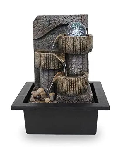 Produktbild: Kiom Zimmerbrunnen Tischbrunnen FoTino antik braun Led 26 cm 10973