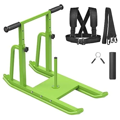 Produktbild: Kipika Gewichtsschlitten, Fitnessschlitten, höhenverstellbar, Gewichtstrainingsschlitten, verbessert die Muskelkraft und Explosivkraft, geeignet für 2,5 cm & 5,1 cm Hantelscheibe, Grün