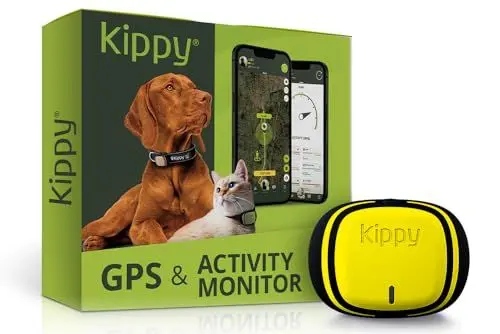 Produktbild: Kippy – GPS Tracker Halsband Evo für Hunde und Katzen – Gesundheits- und Aktivitäts-Tracker – GPS Tracker Katze, Hund – Wasserdichter GPS Tracker – Ortungsgerät mit Sofortalarm und Led – Gelb