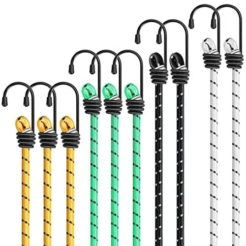 Produktbild: Kiprim 10er-Set Universal-Gepäckspanner mit Haken zum Schutz in 4 Längen, Mehrfarbig, extra stark - Spanngurte, Spanngummi, Expander von Möbeln, Sackkarren, Camping, Motorrad