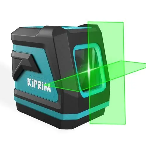 Produktbild: Kiprim Grüner Kreuzlinienlaser LV8 mit Verbesserter Sichtbarkeit, Einstellbarer Helligkeit,Manuellem/Selbstnivellierendem/Impulsmodus, Batterien und Tragetasche im Lieferumfang Enthalten