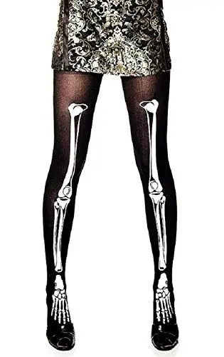 Produktbild: KIRALOVE Socken - Strumpfhosen - Gamaschen - Skelett - sexy - verkleidung - Halloween - Karneval - Masken - kostüm - schwarzweiss - Farbe - Frau - mädchen - eine größe