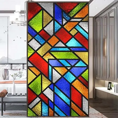 Produktbild: Kirchenmuster Dekorfolie Glasmalerei Fensterfolie Sichtschuzfolie Milchglasfolie Statisch Haftend Privatsphäre Fensteraufkleber 01H 70x120cm(27.5