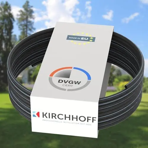 Produktbild: Kirchhoff Wasserleitung für Gartenbewässerung 20 mm x 50 m | PE Rohr für Sprinklersystem | Verlegerohr HDPE | DVGW | Trinkwasserleitung | Made in EU