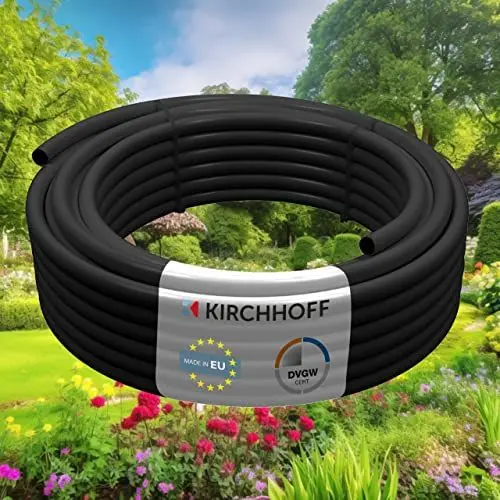 Produktbild: Kirchhoff | Tropfrohr 25 m x 16 mm | 33cm Tropfabstand | Tropfschlauch | wassersparende und gleichmäßige Drip-Bewässerung | automatische Gartenbewässerung | Tröpfchenbewässerung für Garten
