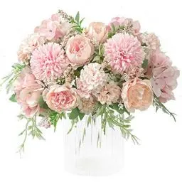 Produktbild: KIRIFLY Künstliche Blumen,Unechte Blumen Deko Künstlich Pfingstrose Gefälschte Seide Hortensien Dekoration Plastik Nelken Blumenarrangements Hochzeit Blumenstrauß(Rosa)